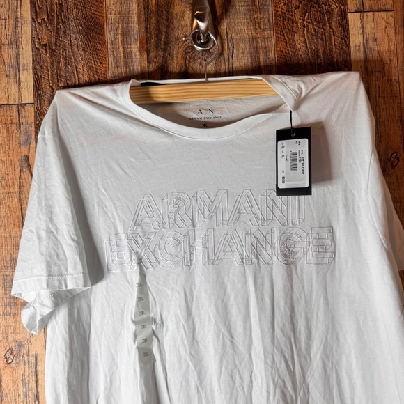 Armani Exchange AX White T-Shirt Mens XL Extra Large Slim Fit Tee - Picture 1 of 6